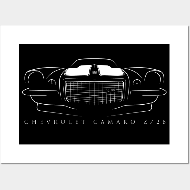 Chevy Camaro Z/28 - front stencil, white Wall Art by mal_photography